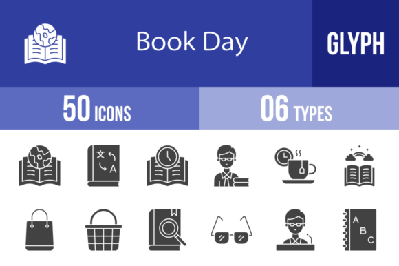 50 Book Day Glyph Icons: A Creative Toolkit for Designers and Educators