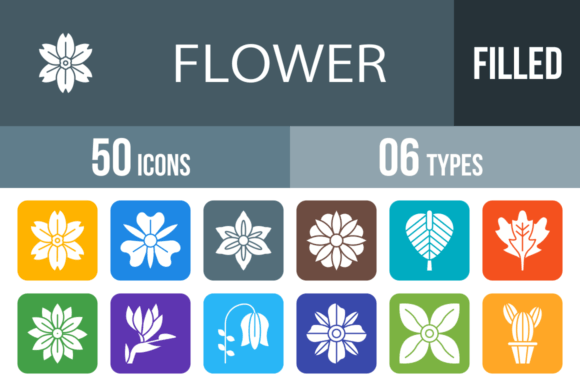 50 Flowers Filled Round Corner Icons: The Essential Visual Toolkit for Modern Digital Design