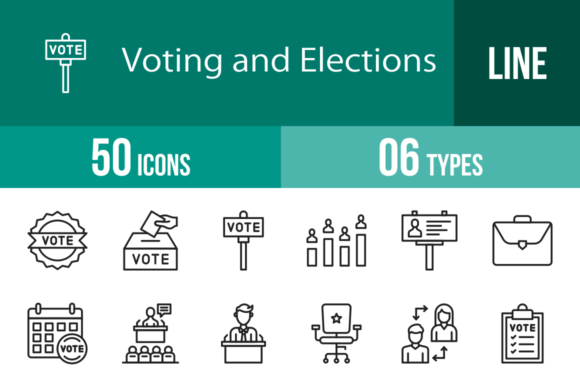 50 Voting and Elections Line Icons for Every Project