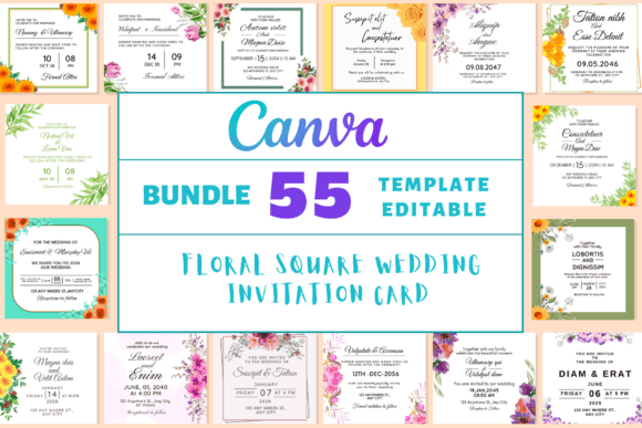 55 Floral Square Wedding Invitation Card Designs