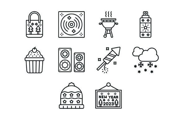 A Practical Look at the 10 New Year Outline Icons Bundle for Digital Creators