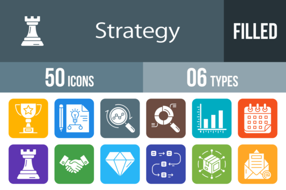 Strategic Visuals: How 50 Strategy Filled Round Icons Elevate Professional Decision-Making
