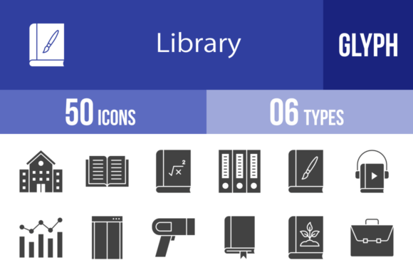 Streamlining Visual Communication with 50 Library Glyph Icons
