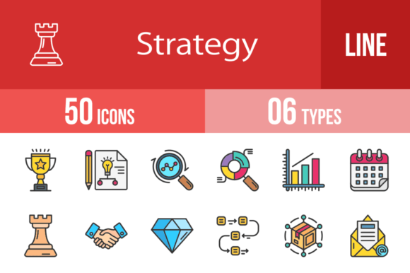 Visualizing Success: How 50 Strategy Filled Line Icons Revolutionize Business Communication