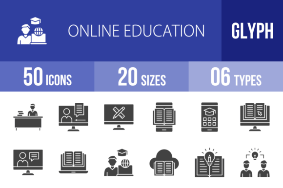 Visualizing the Future of Learning: How 49 Online Education Glyph Icons Enhance Digital Engagement